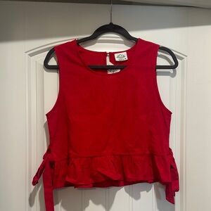 Red Crop Top with Ruffle Detail